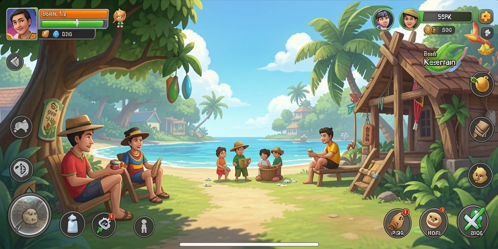 Tampilan gameplay 55RK yang ceria dan menghibur.