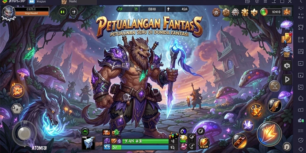 Menggambarkan gameplay yang mendebarkan di dunia fantasi.
