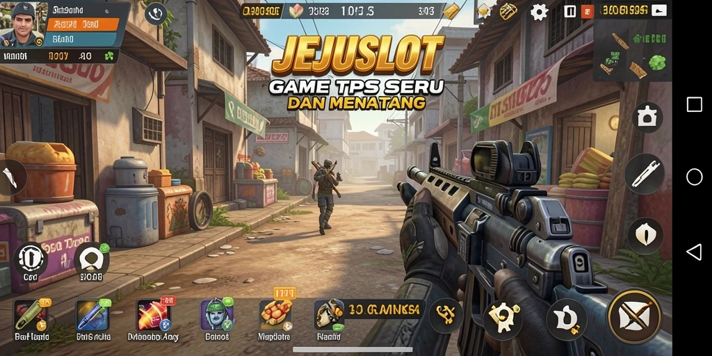 Tangkapan layar game JEJUSLOT dengan aksi tembak-menembak yang intens.