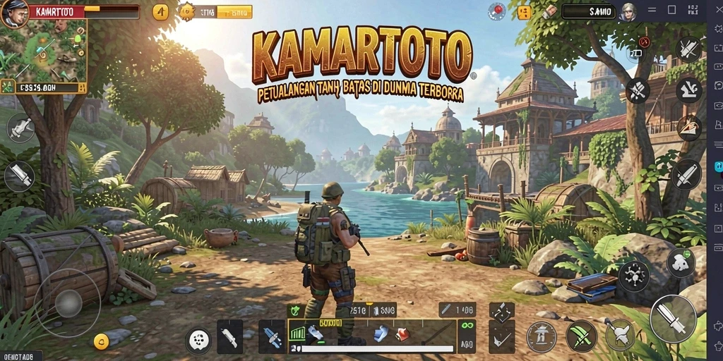 Screenshot gameplay KAMARTOTO menampilkan petualangan di dunia terbuka.