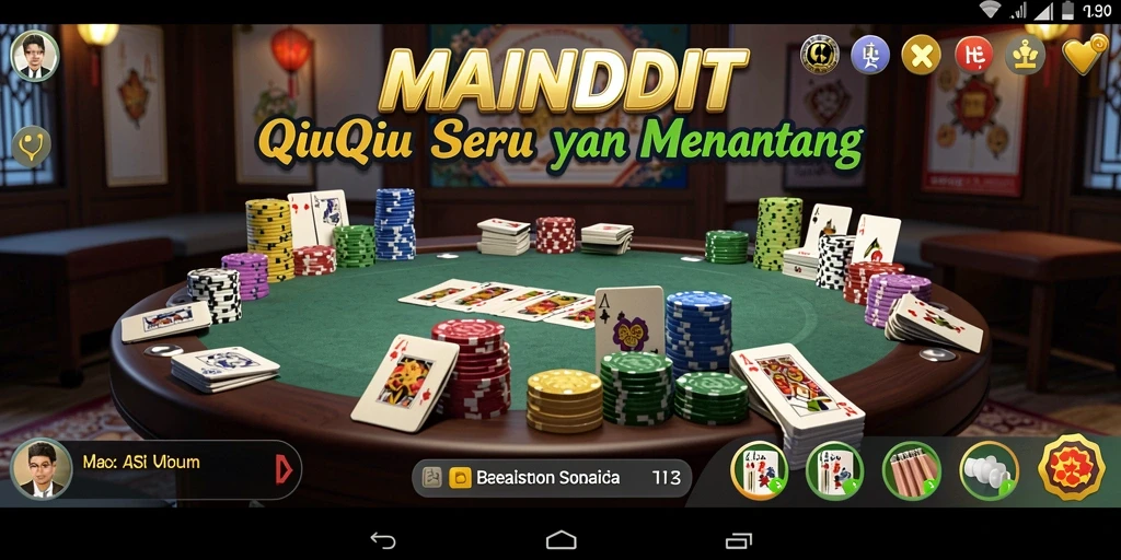 Tampilan gameplay QiuQiu MAINDUIT yang menarik dan kompetitif.