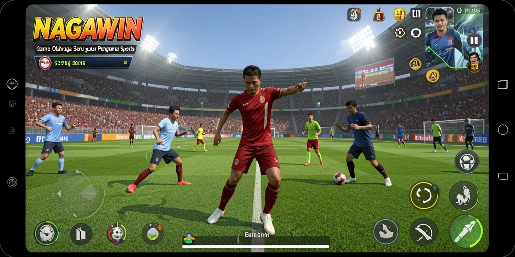 Tampilan gameplay seru dari NAGAWIN yang menampilkan olahraga kompetitif.