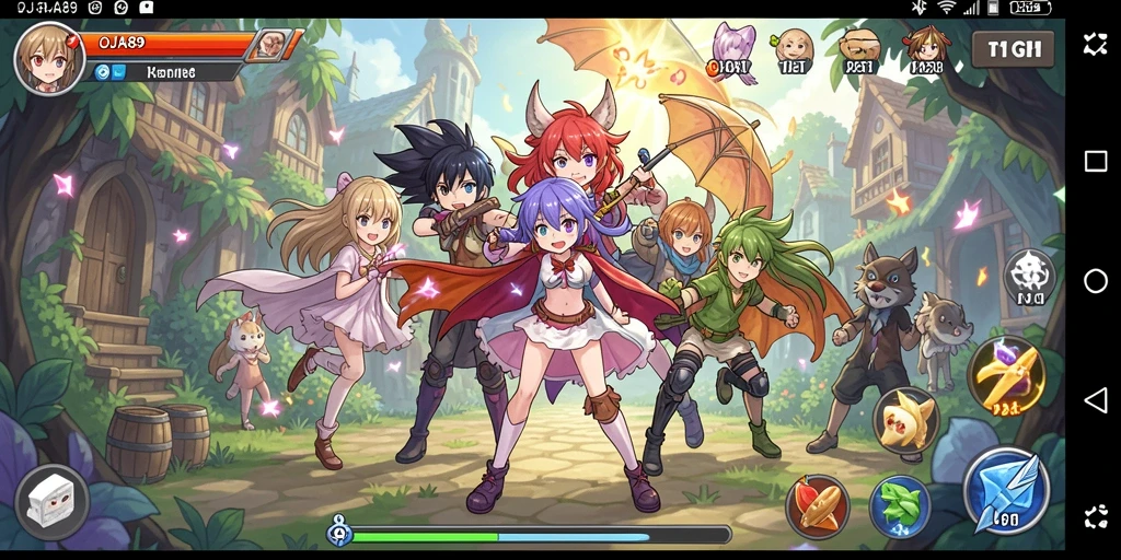 Tampilan dinamis dari gameplay OJA89 yang penuh warna dan karakter anime.