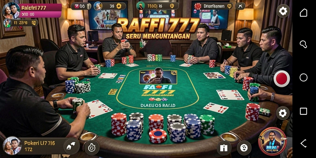 Screenshot utama RAFFI777 menampilkan aksi seru dalam permainan Poker.