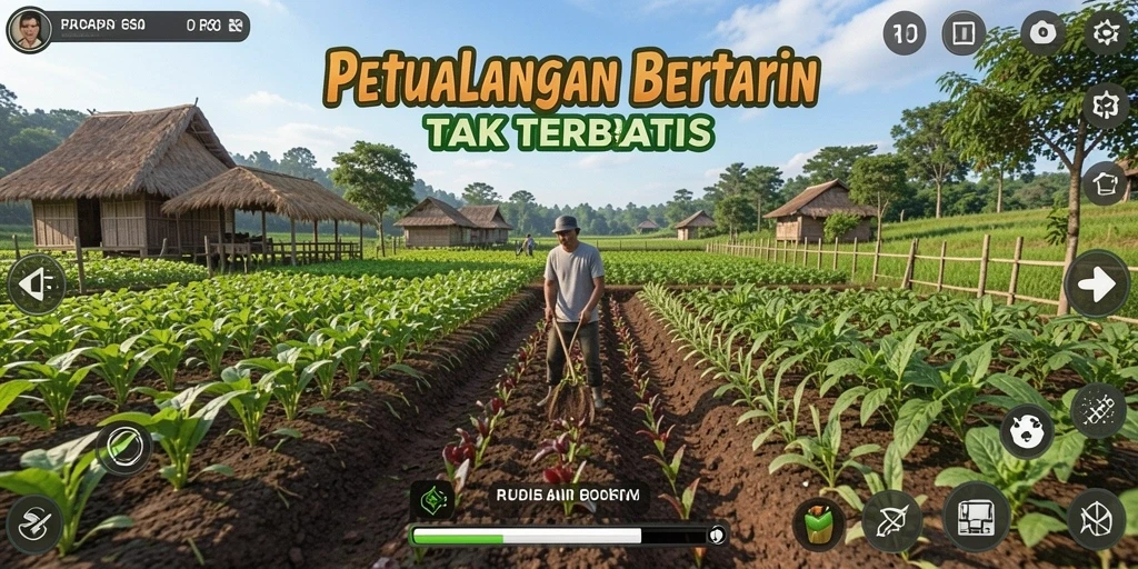 Tangkapan layar gameplay RP8 menampilkan petani yang sedang merawat tanaman.