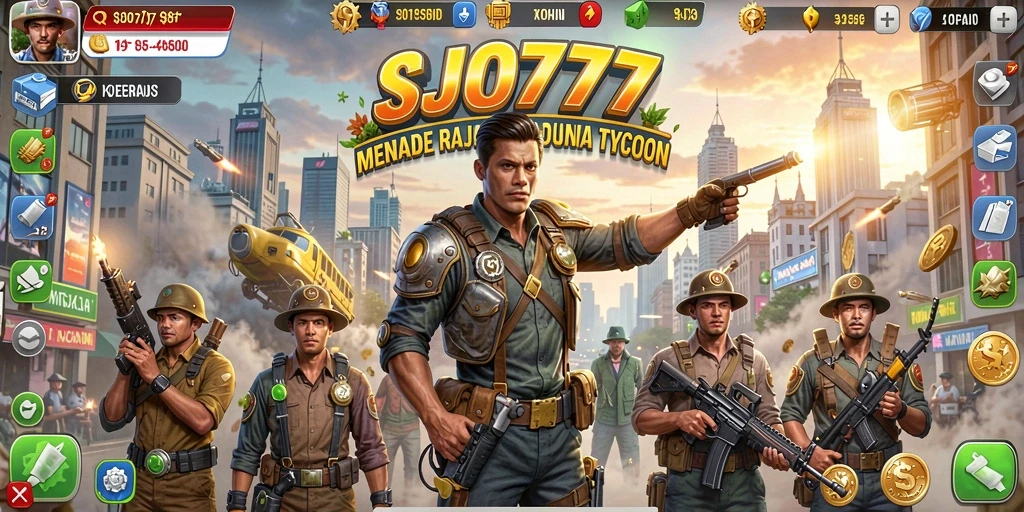 Tampilan gameplay SJO777 yang menggambarkan manajemen bisnis yang seru.