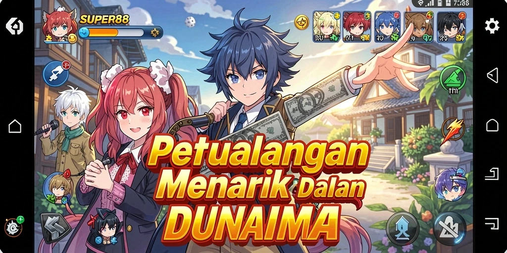 Tampilan gameplay seru dari SUPER88 dengan karakter Anime yang menarik.