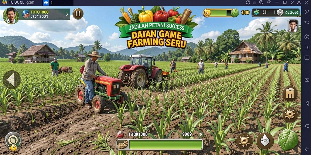 Tangkapan layar TOTO1000 menampilkan petani sedang memanen tanaman di ladangnya.